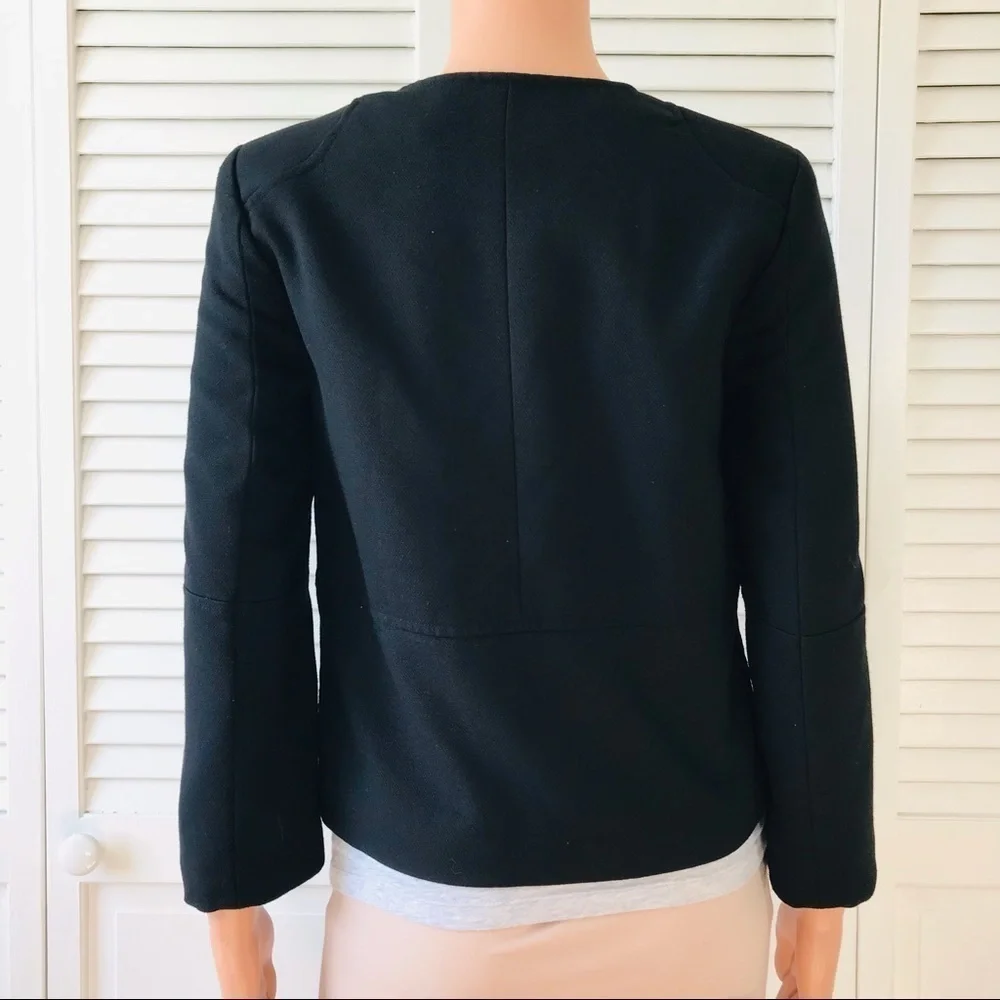 H&M Black Blue Button Up Blazer Size 4